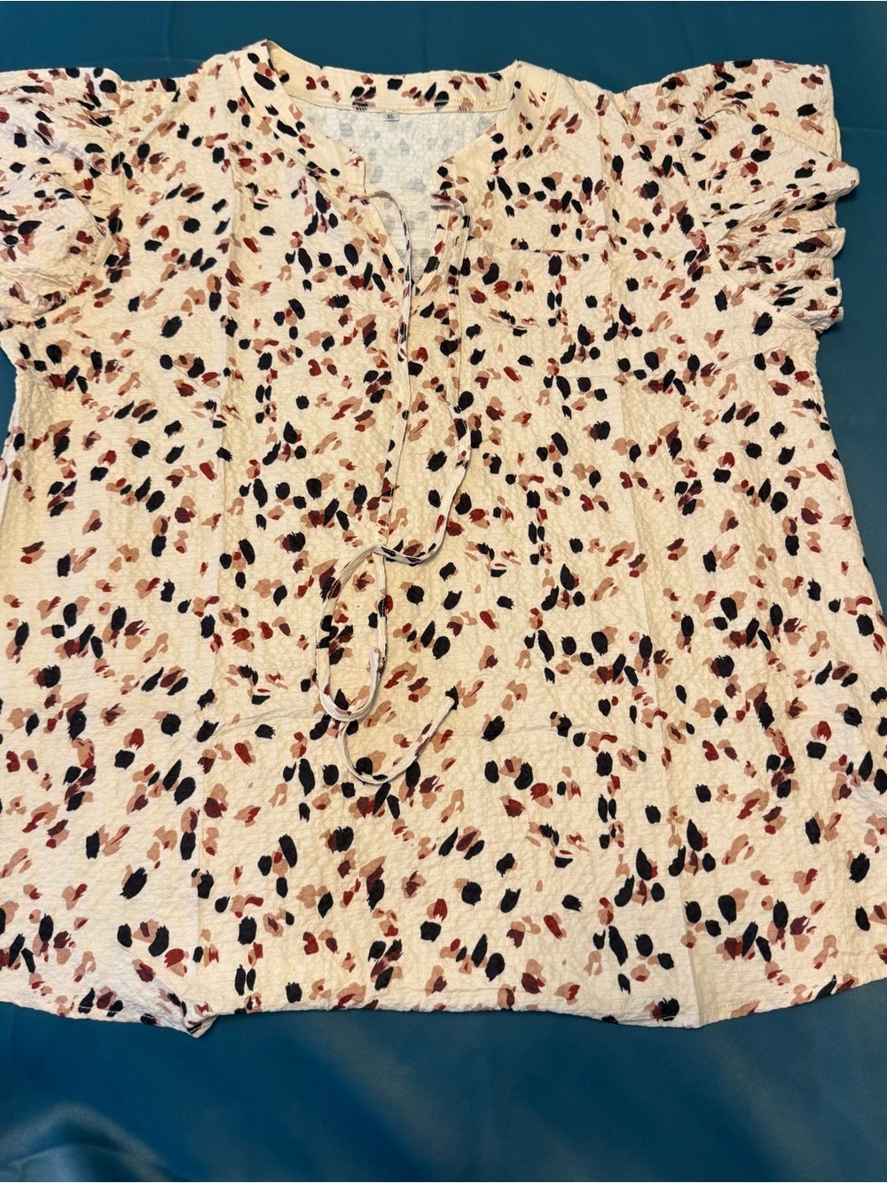 Women’s Cream Peasant Blouse with Rust and Black Accents